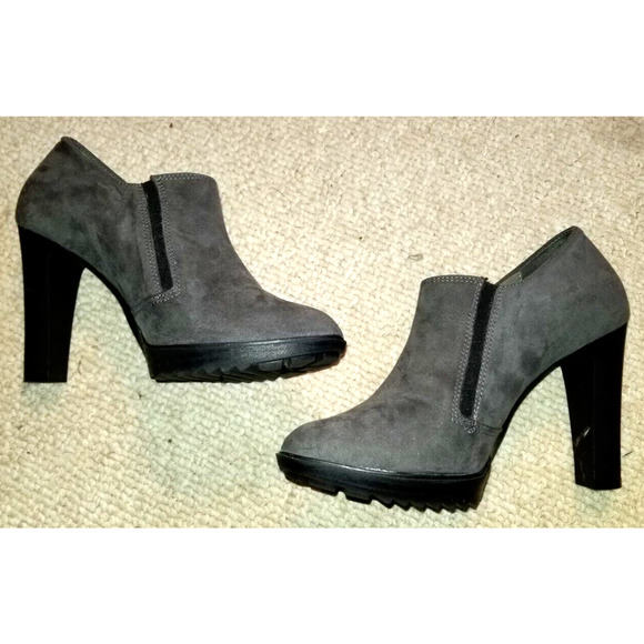 Womens Shoes-NILA & NILA-ITALY-gray leather/suede bootie w/4 inch heel-37 (US 7) - Picture 2 of 8